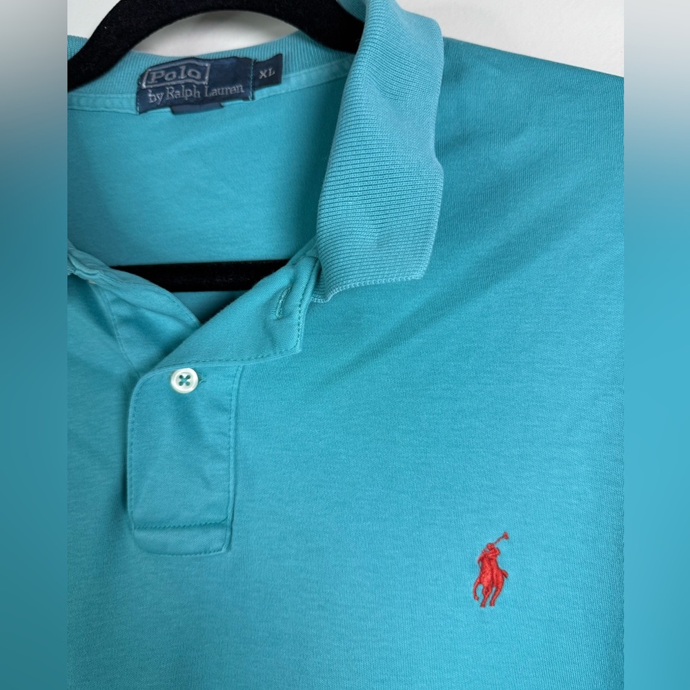 Polo Ralph Lauren Mens XL Shirt Teal Aqua Blue Short Sleeve Preppy Vintage